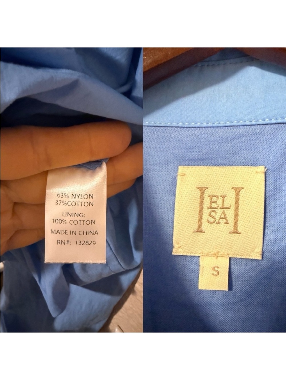 Helsa Blue Cropped Poplin Bubble Shirt - Picture 6 of 6